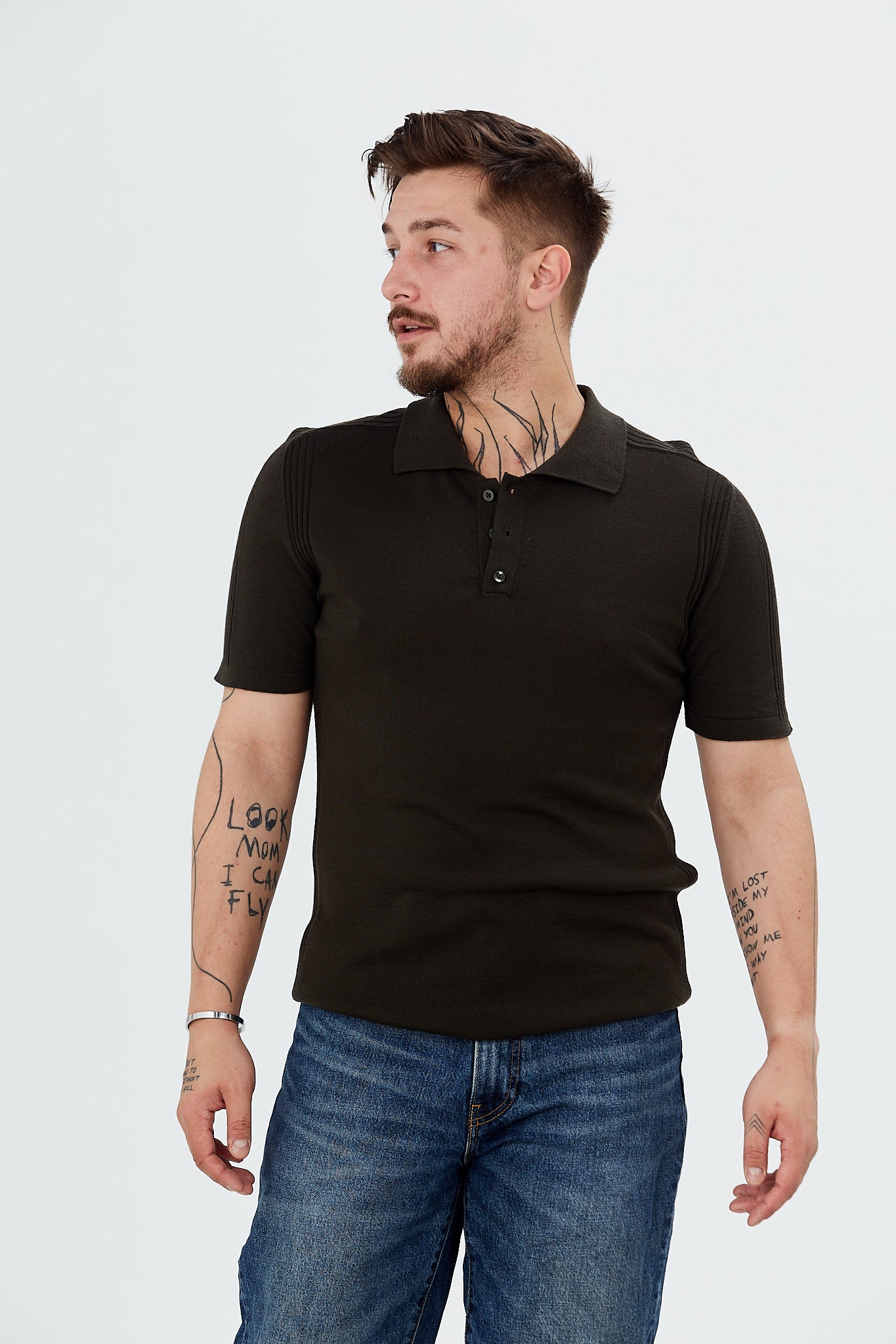 Pulover cu maneca scurta si guler polo