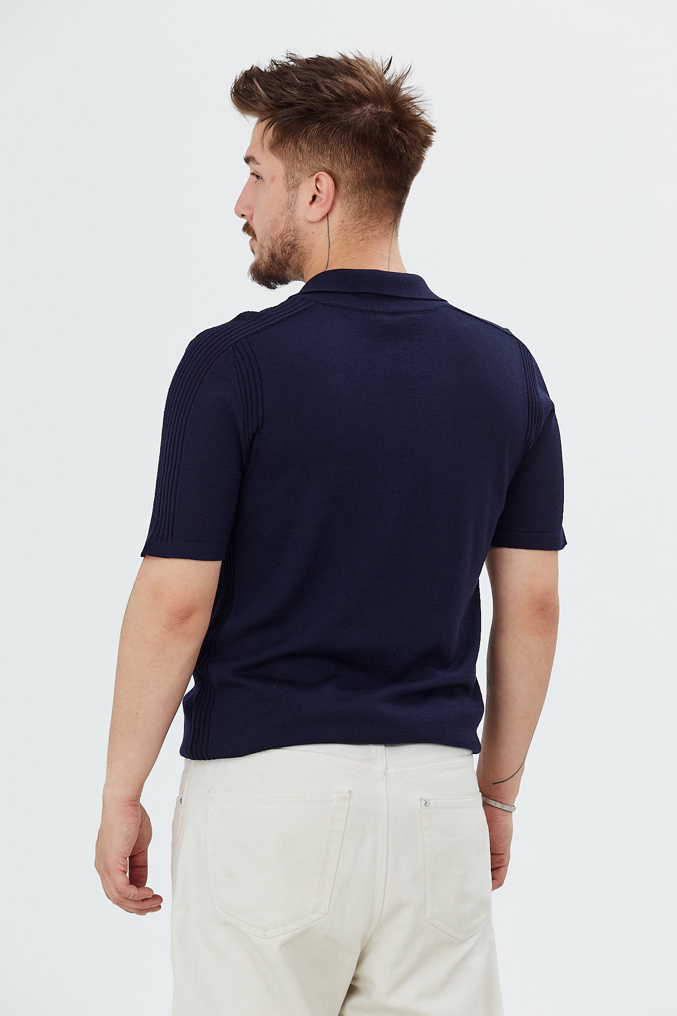 Pulover cu maneca scurta si guler polo