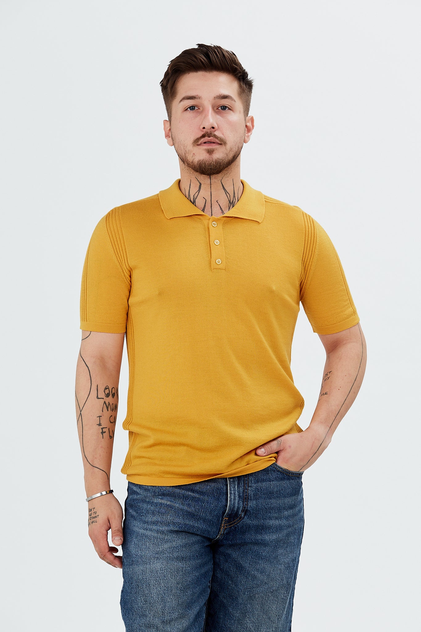 Pulover cu maneca scurta si guler polo