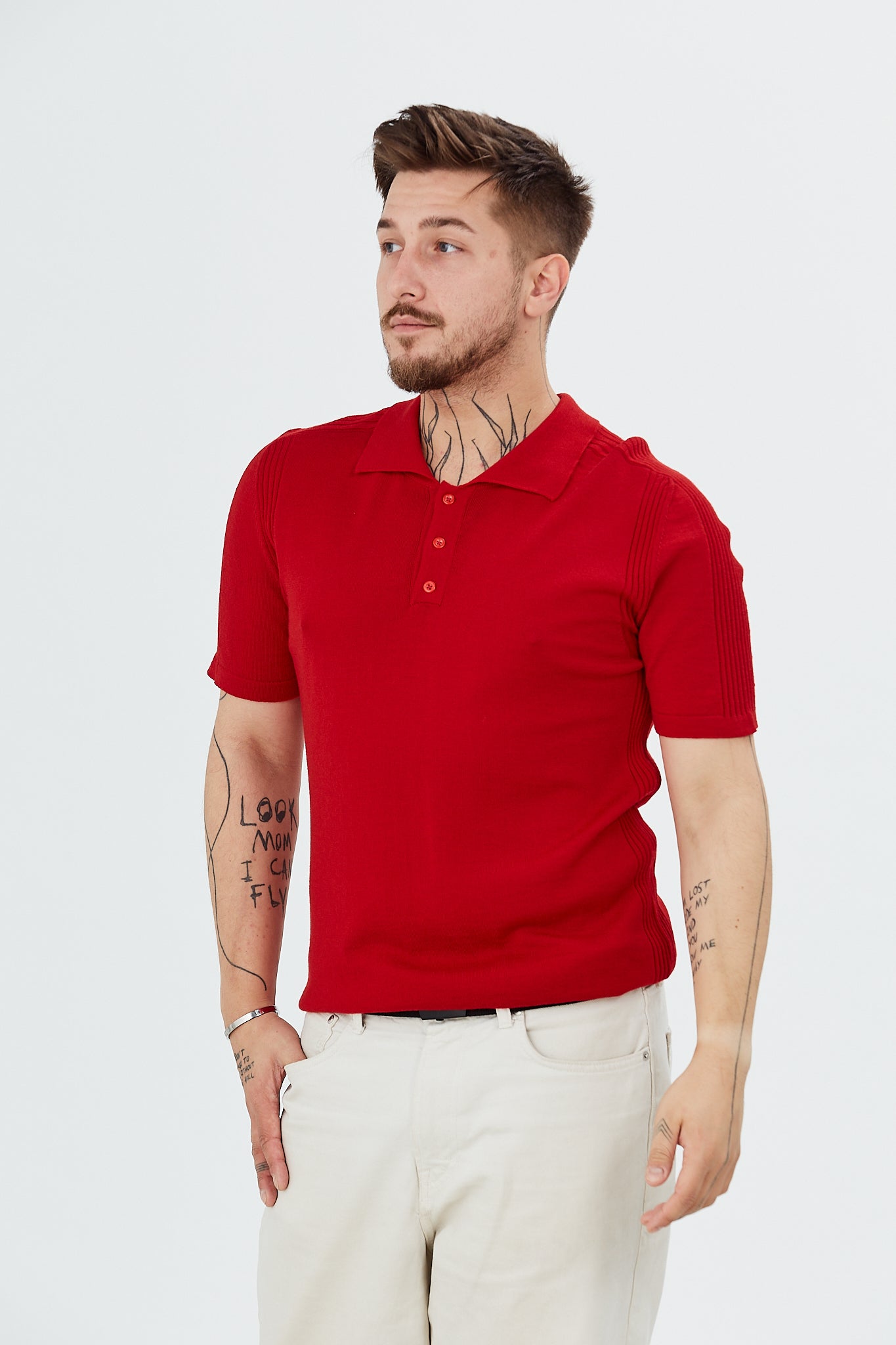 Pulover cu maneca scurta si guler polo