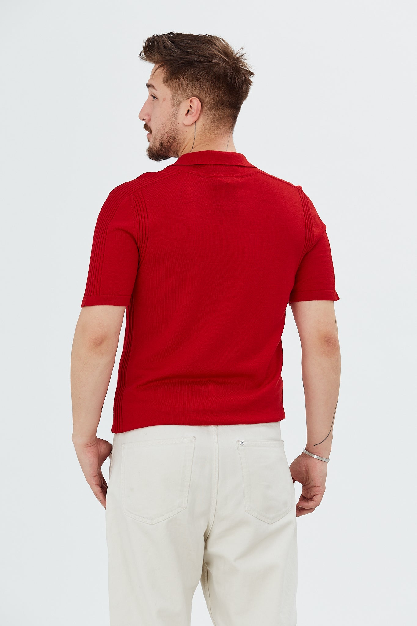 Pulover cu maneca scurta si guler polo