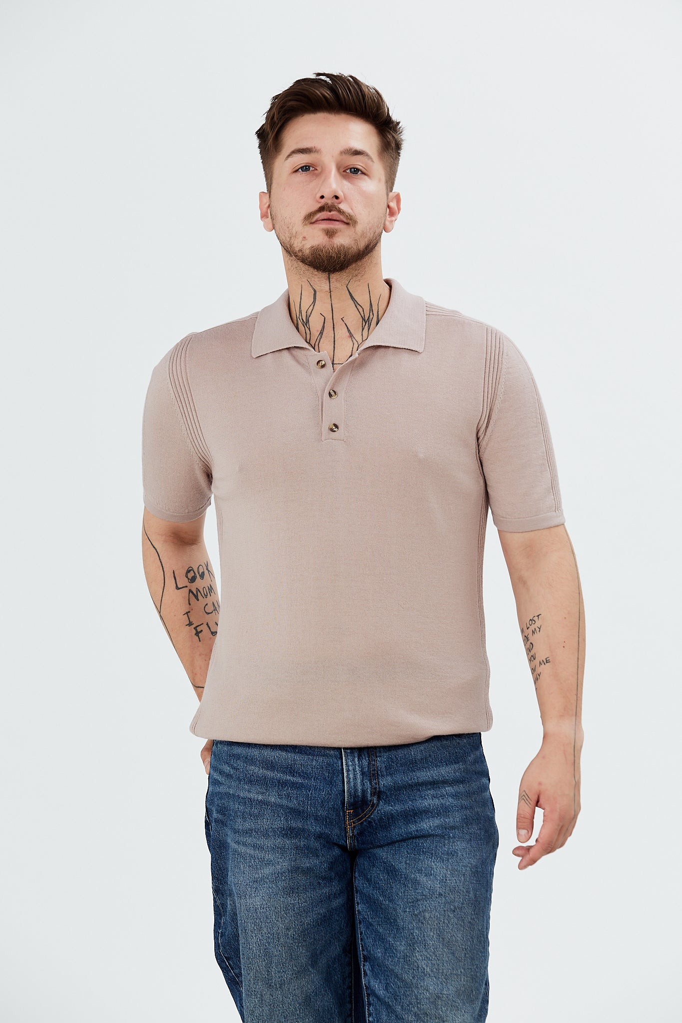 Pulover cu maneca scurta si guler polo