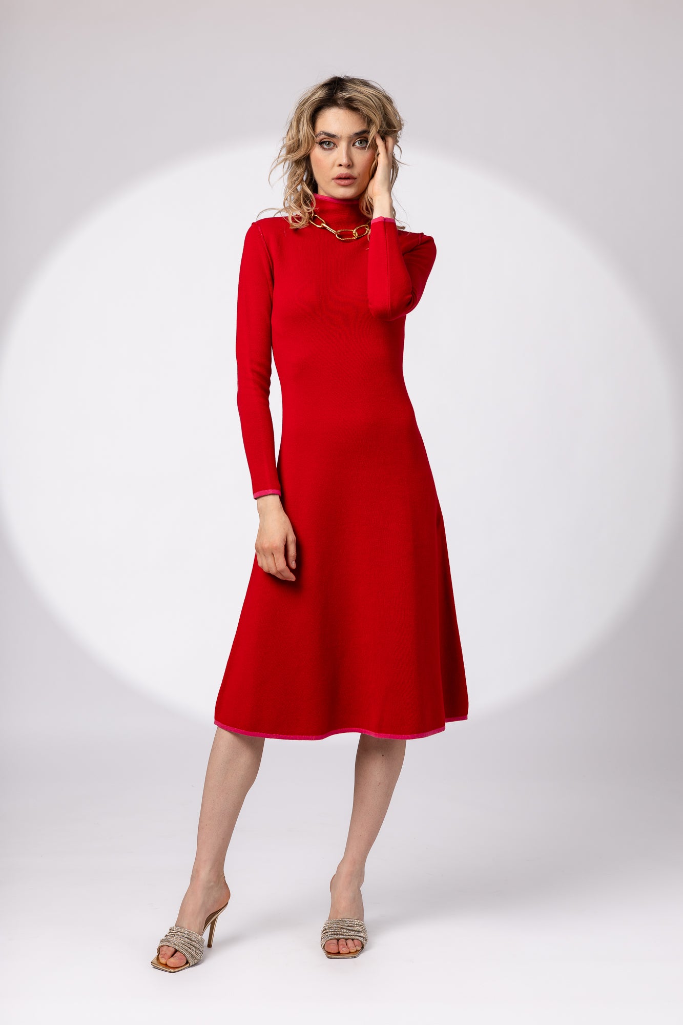 Rochie midi in doua culori double-face