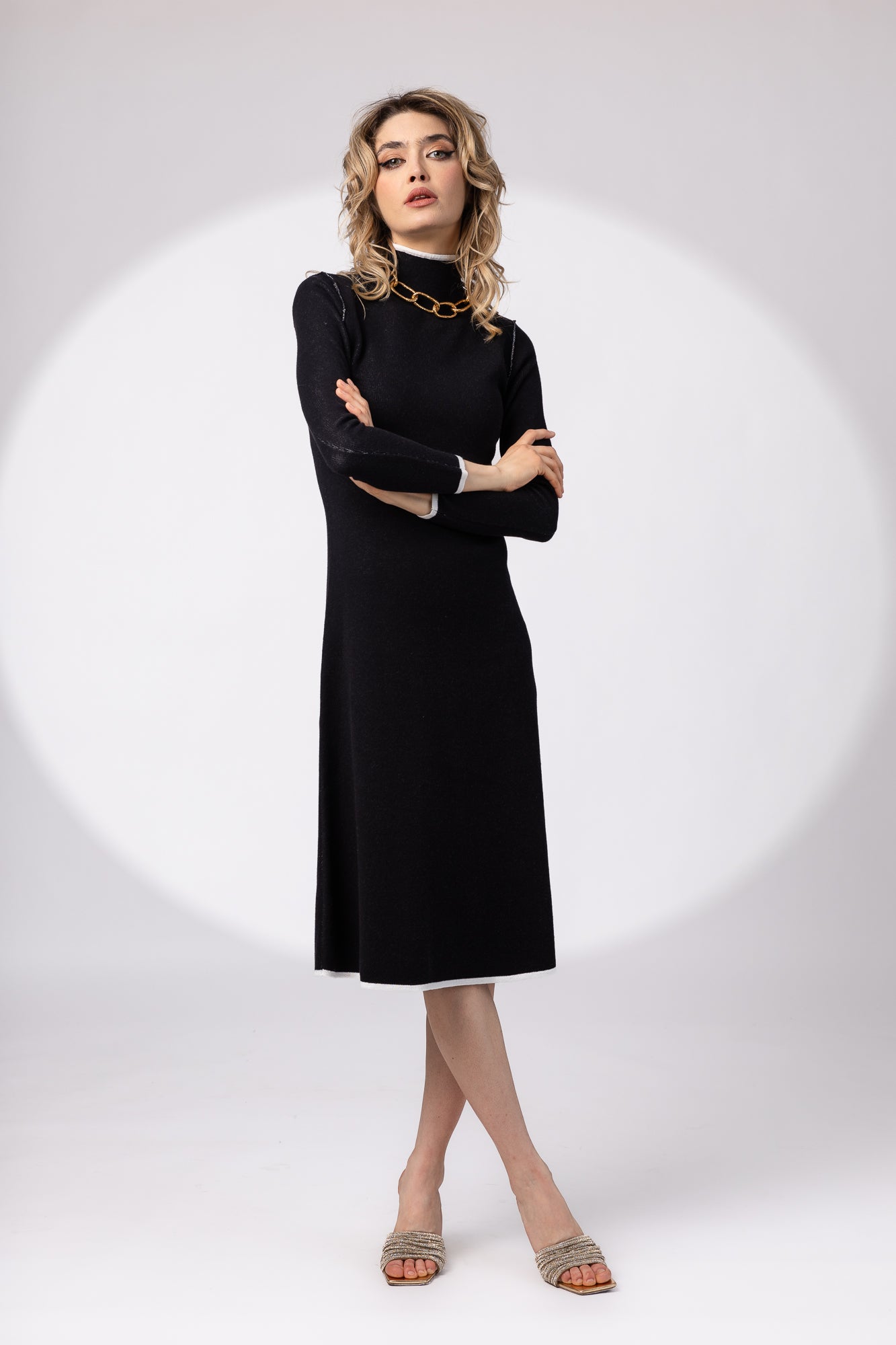 Rochie midi in doua culori double-face