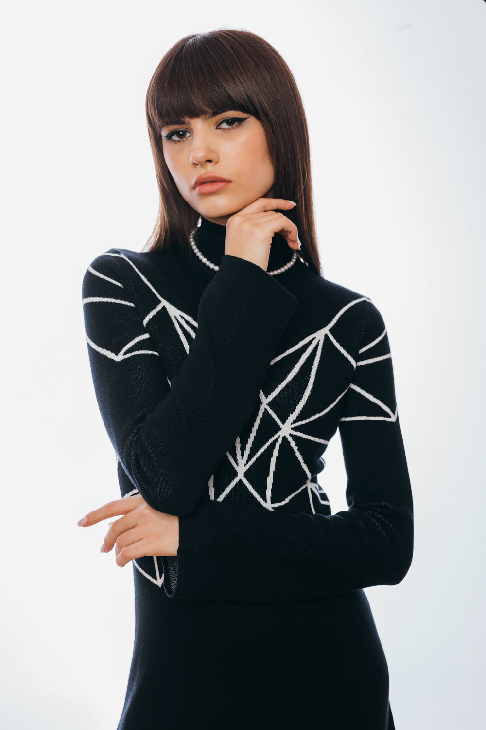 Rochie evazata cu desen geometric