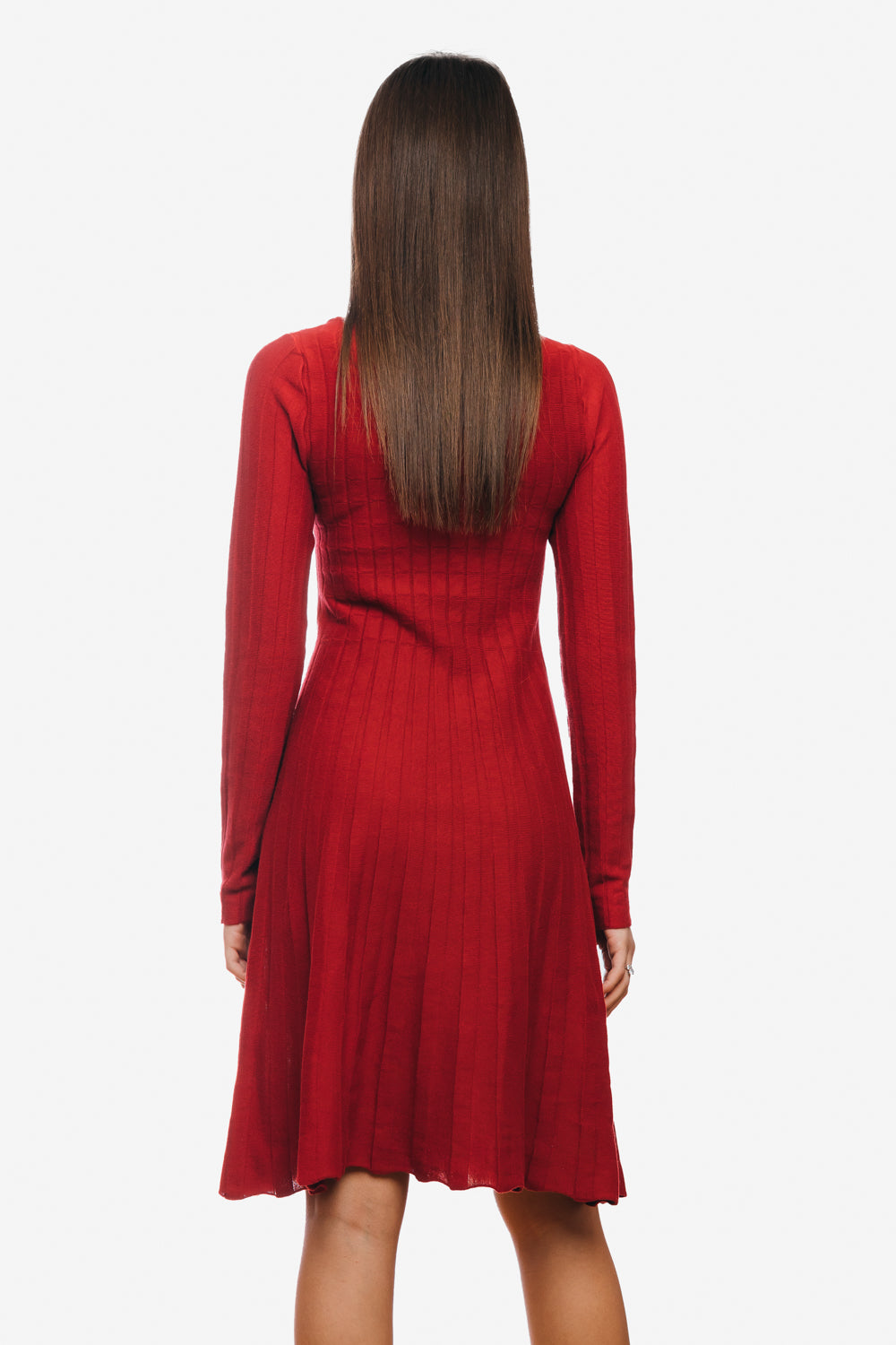 Rochie evazata uni cu maneci lungi