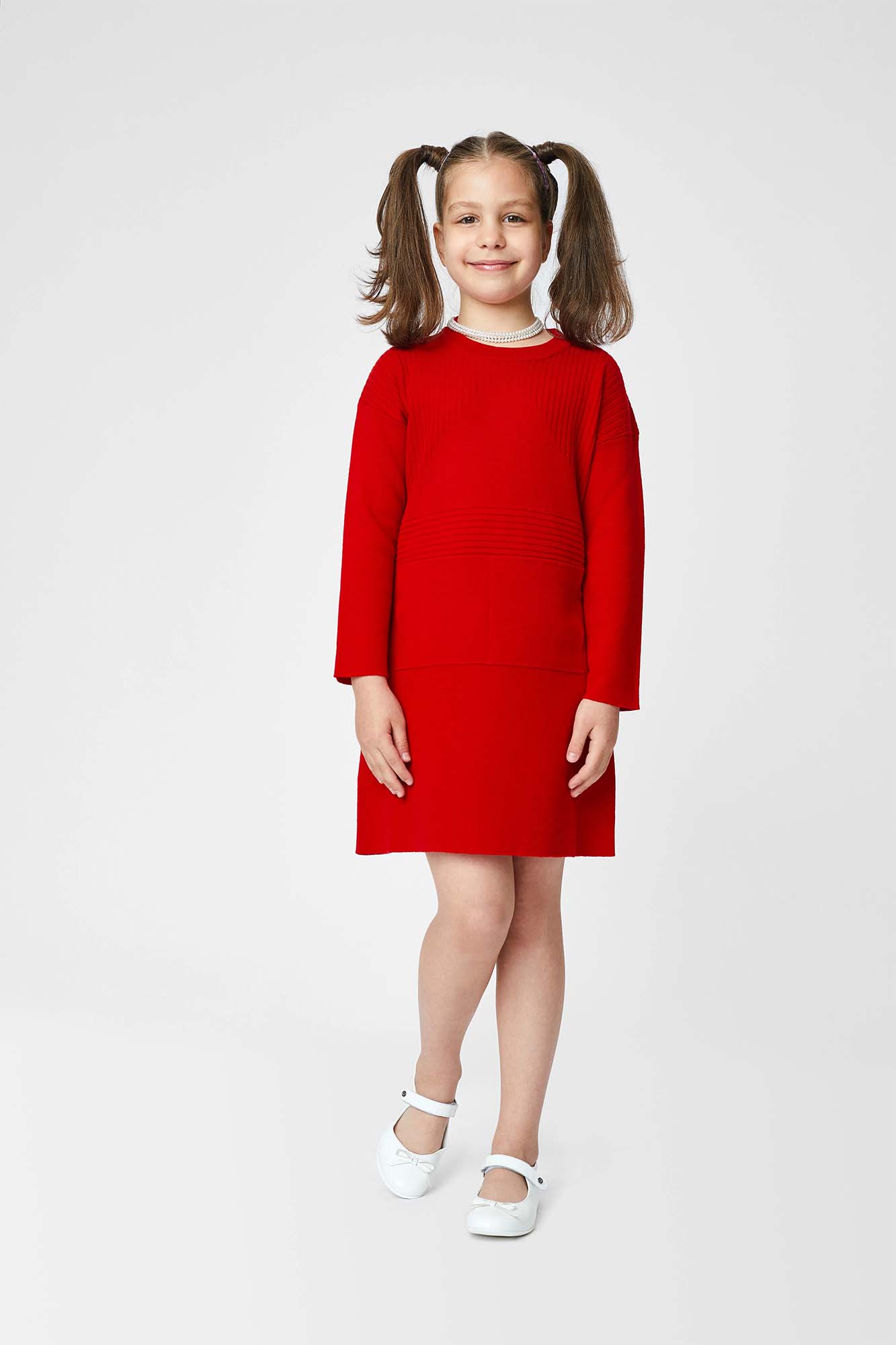 Rochie cu maneca lunga si buzunare, pentru fetite