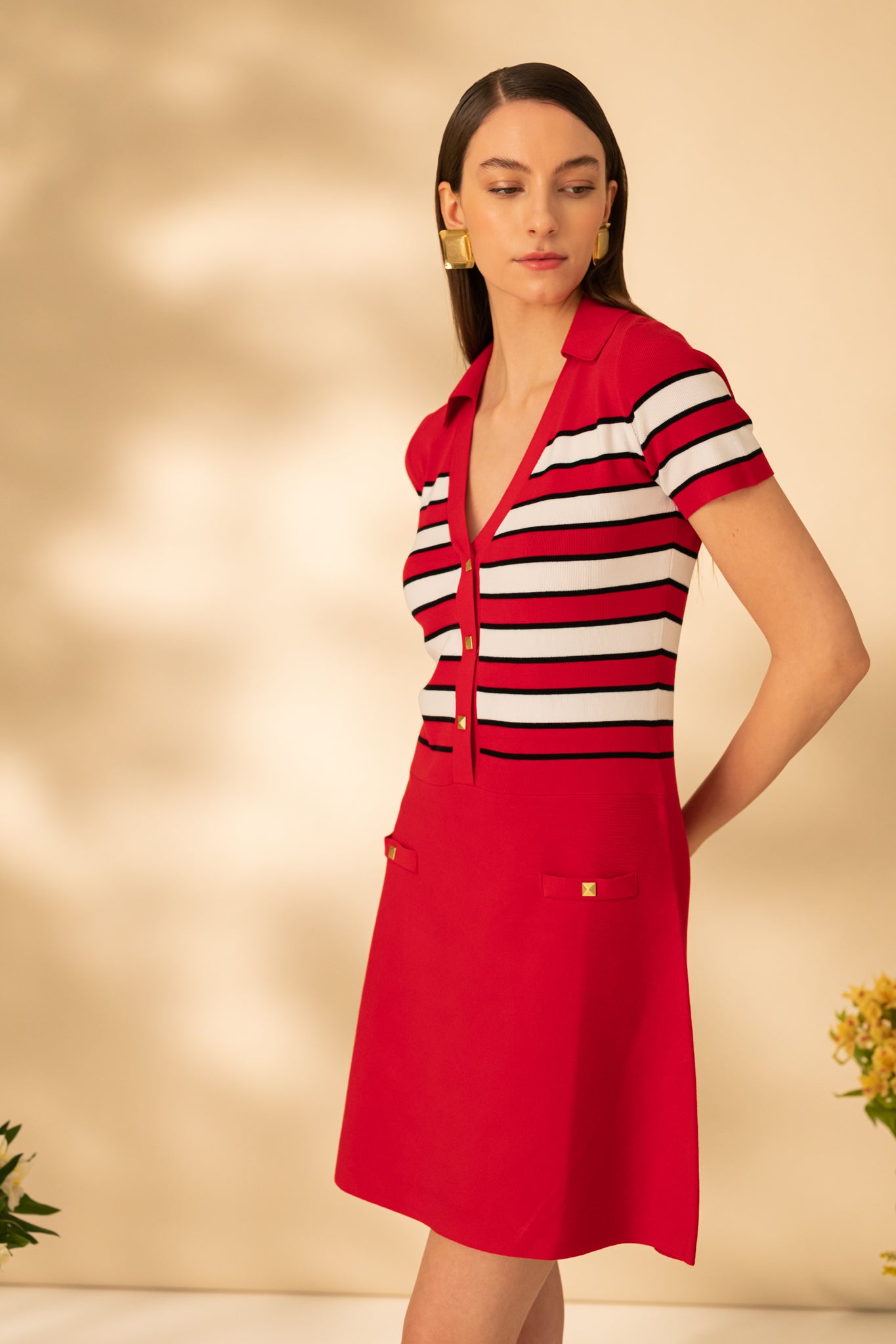 Rochie scurta, usor evazata in dungi