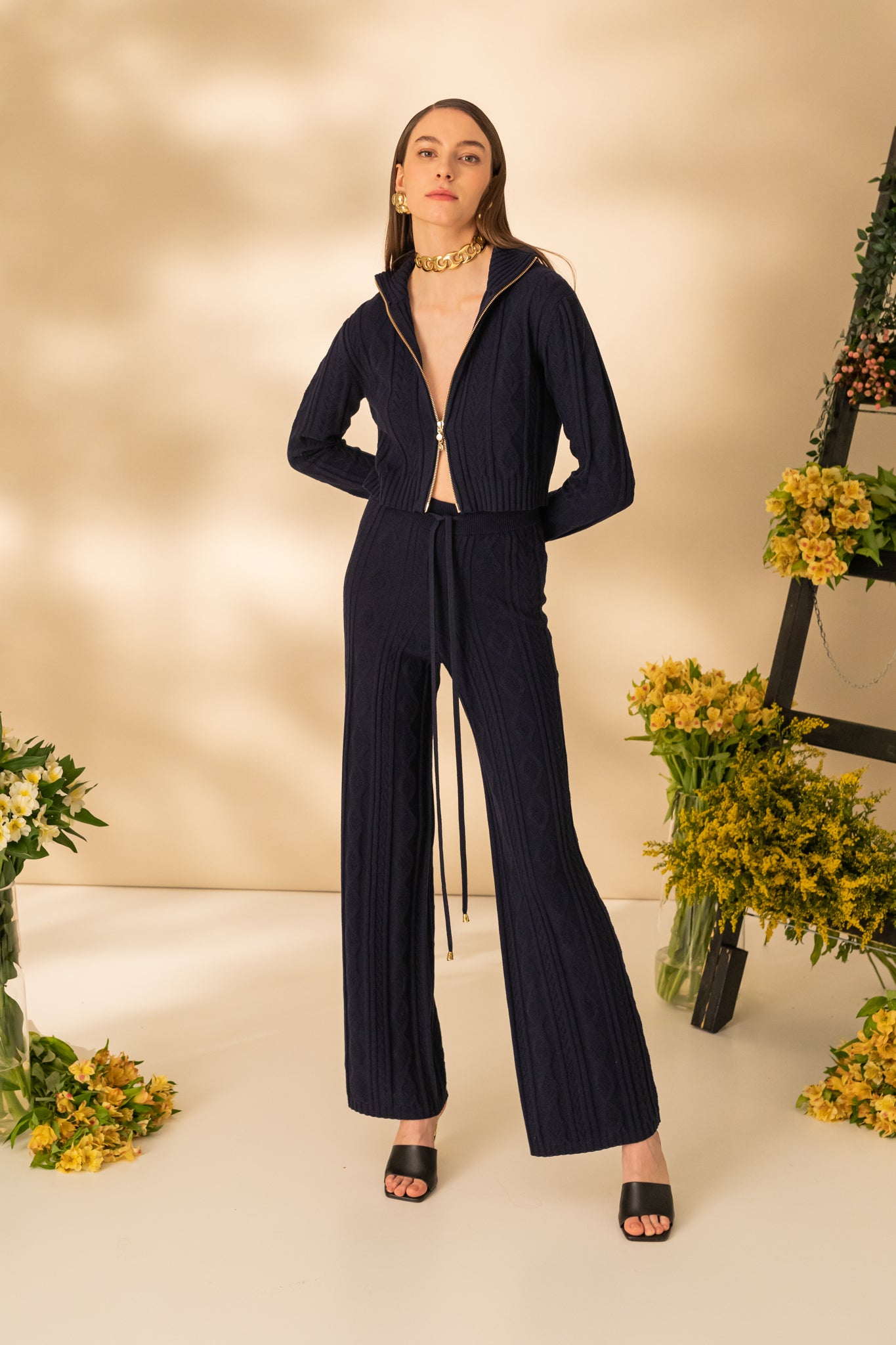Pantaloni cropped in romburi