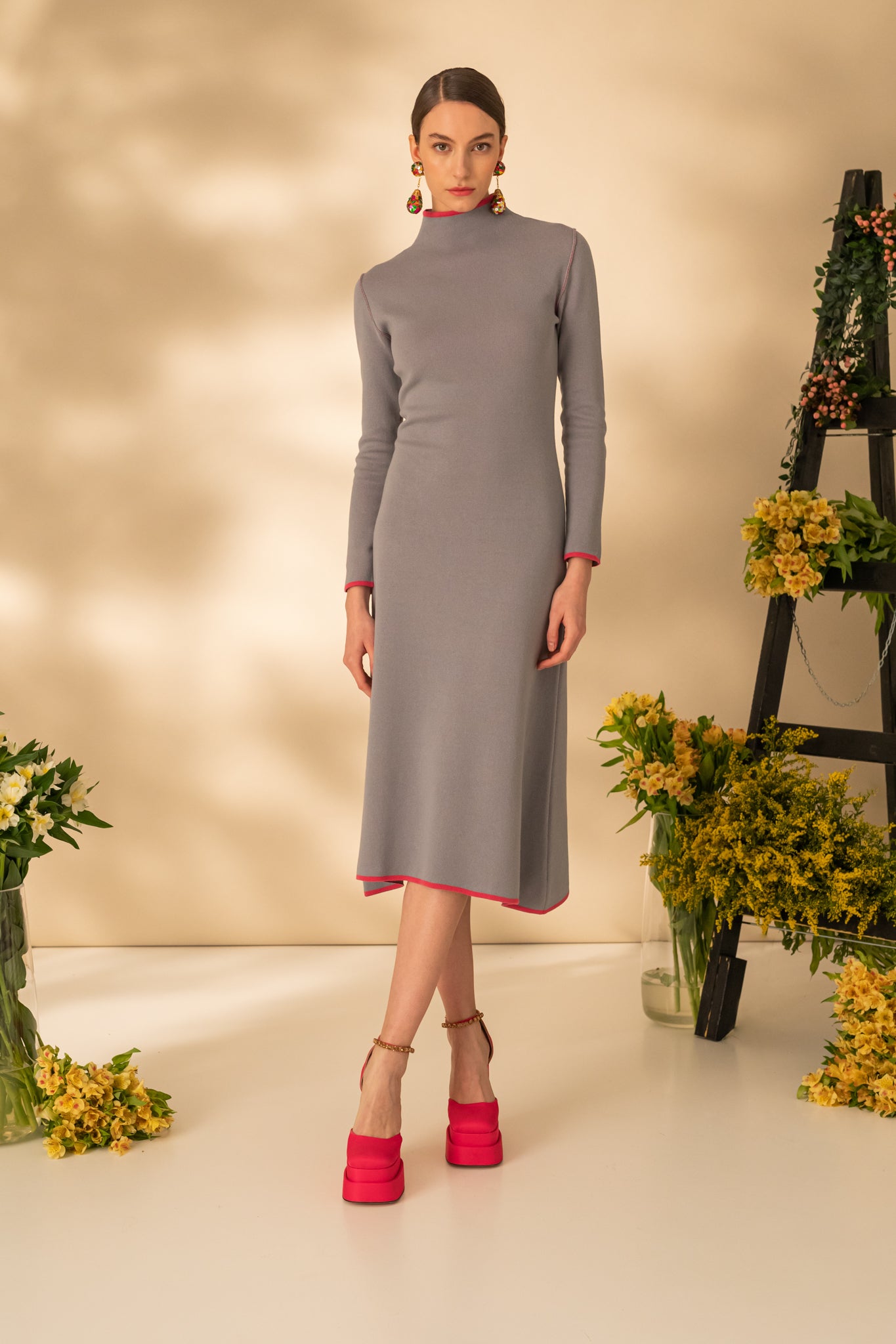 Rochie midi in doua culori double-face