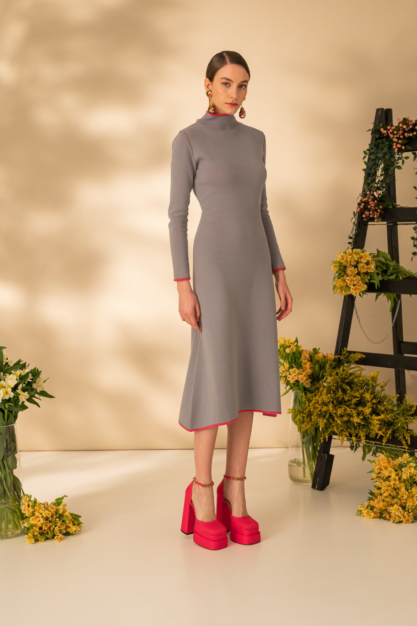 Rochie midi in doua culori double-face