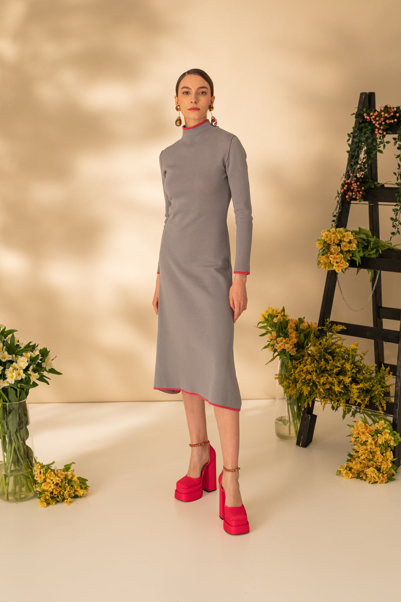 Rochie midi in doua culori double-face