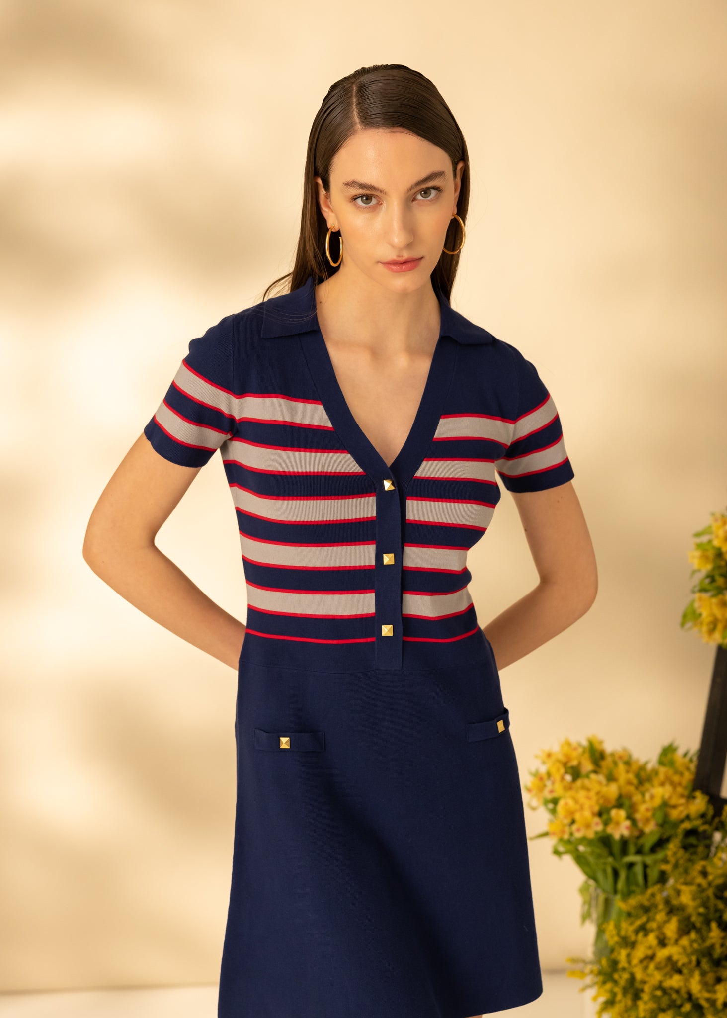 Rochie scurta, usor evazata in dungi