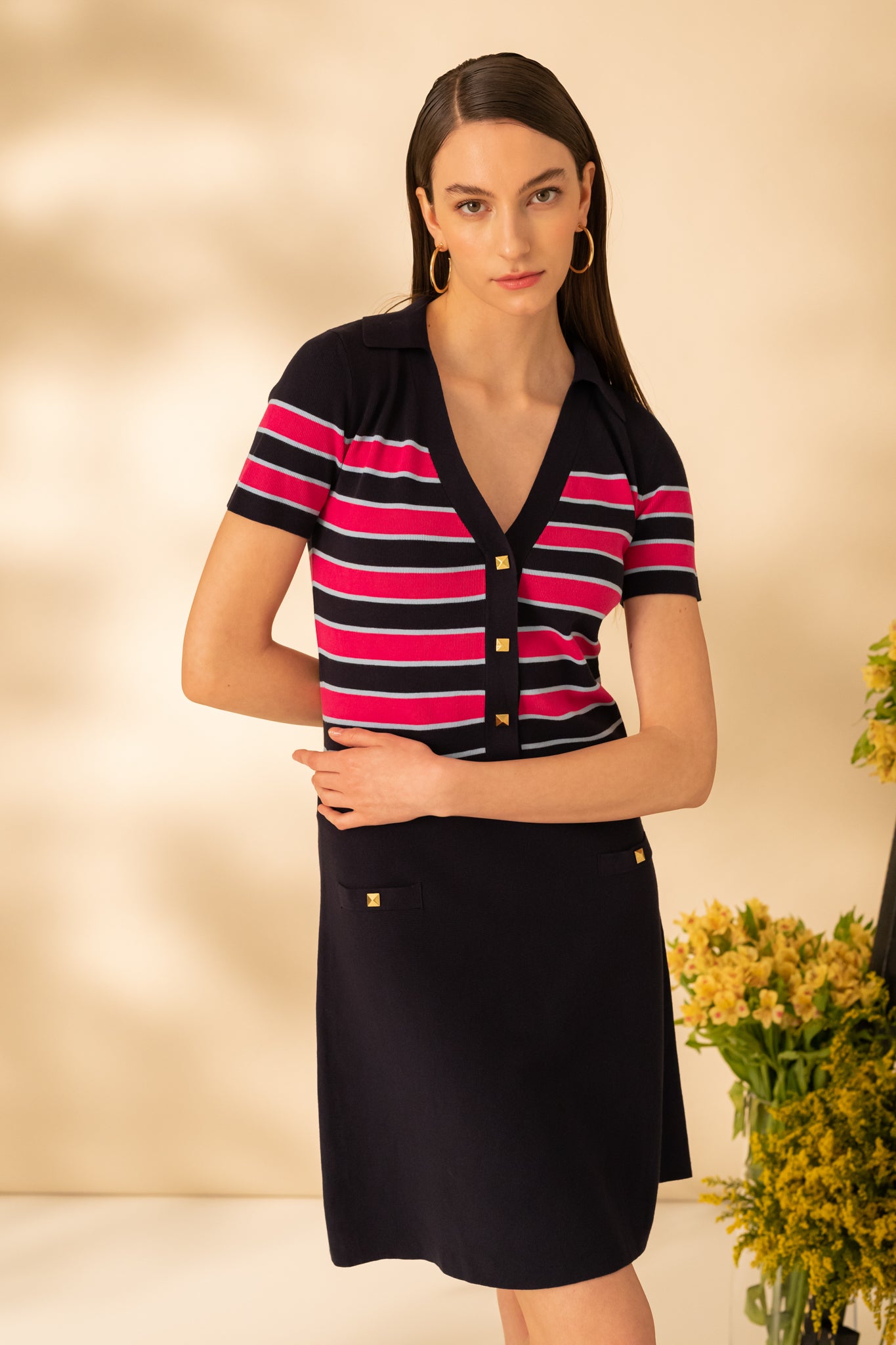 Rochie scurta, usor evazata in dungi