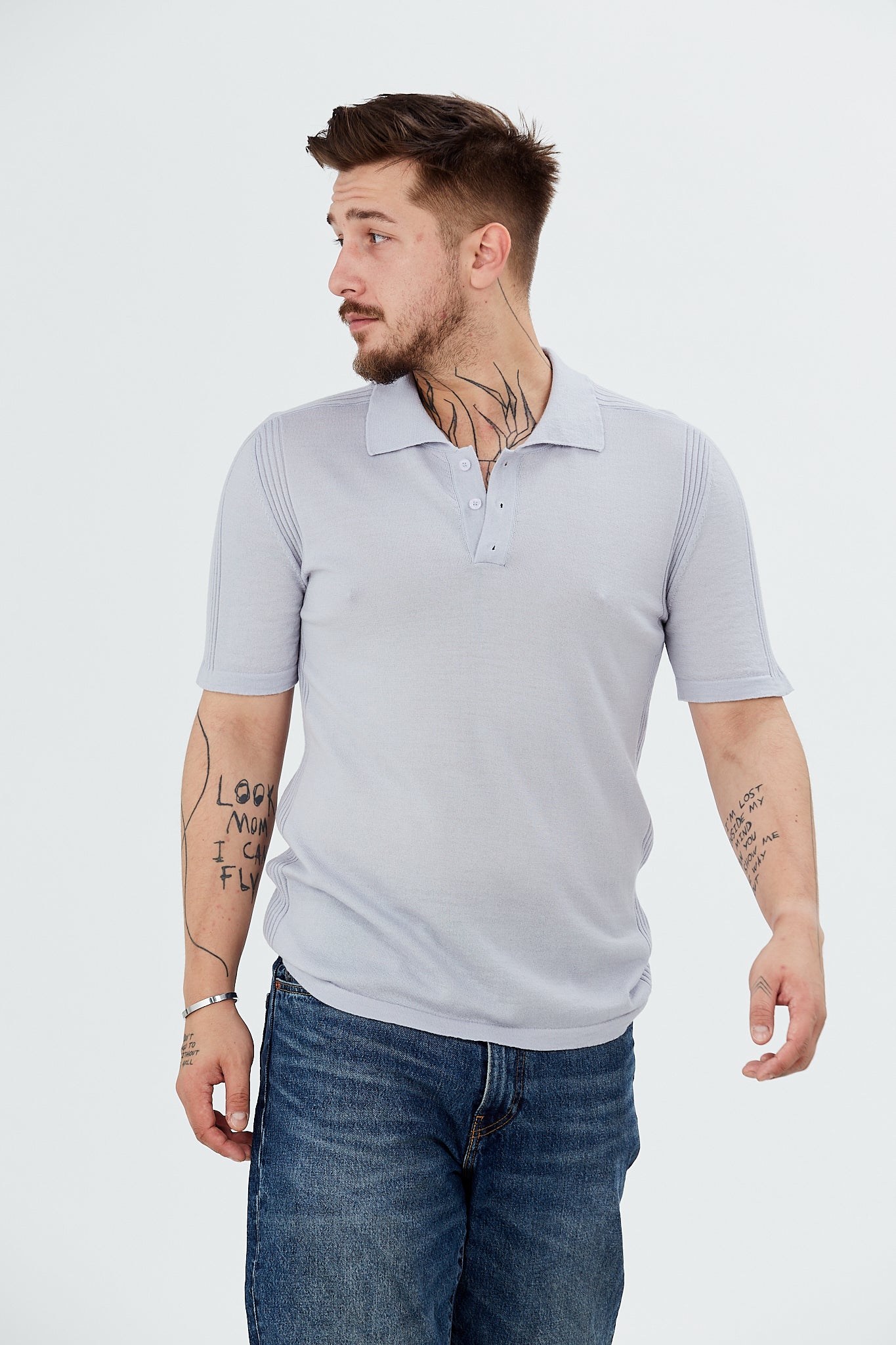 Pulover cu maneca scurta si guler polo