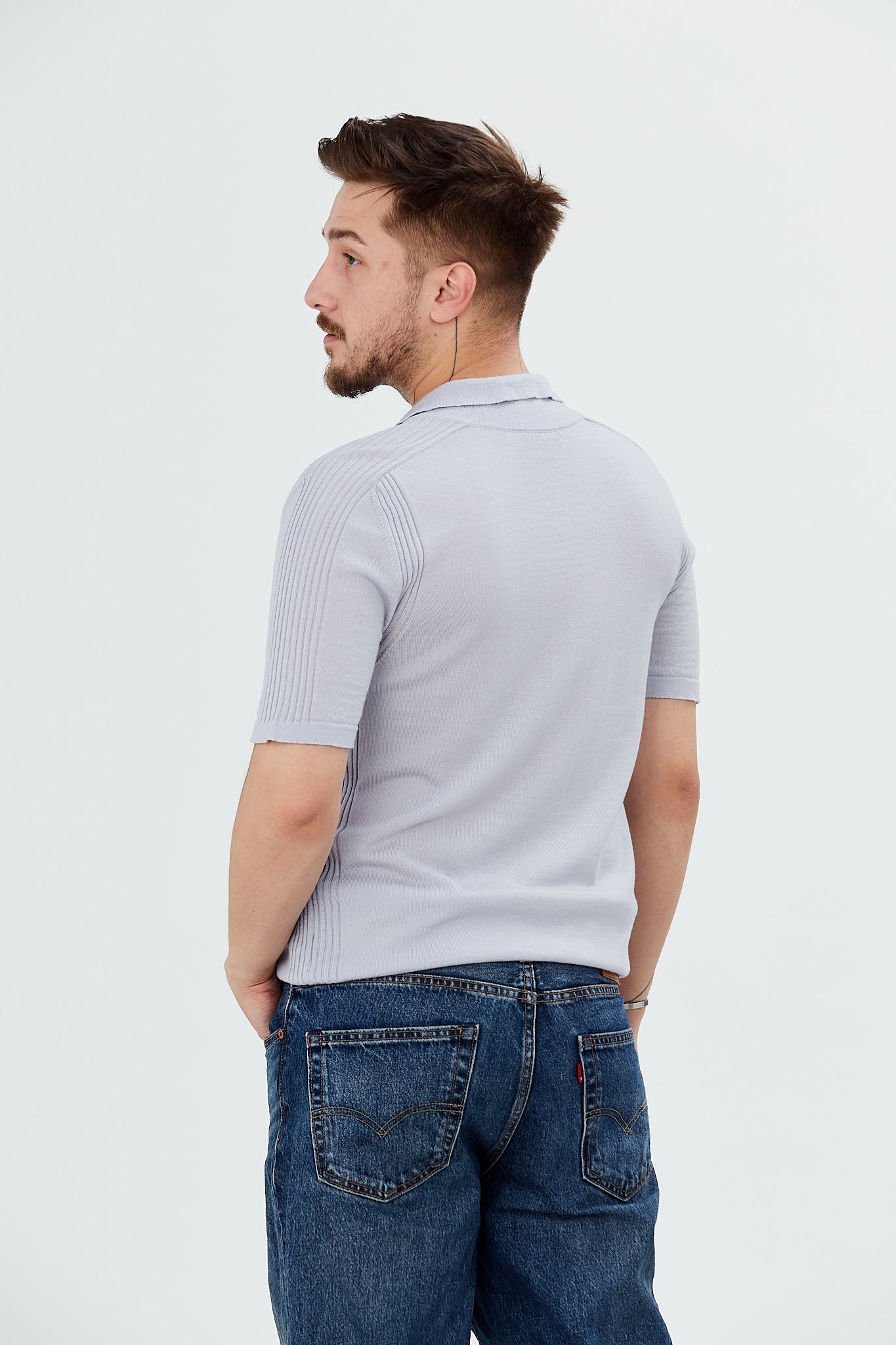 Pulover cu maneca scurta si guler polo