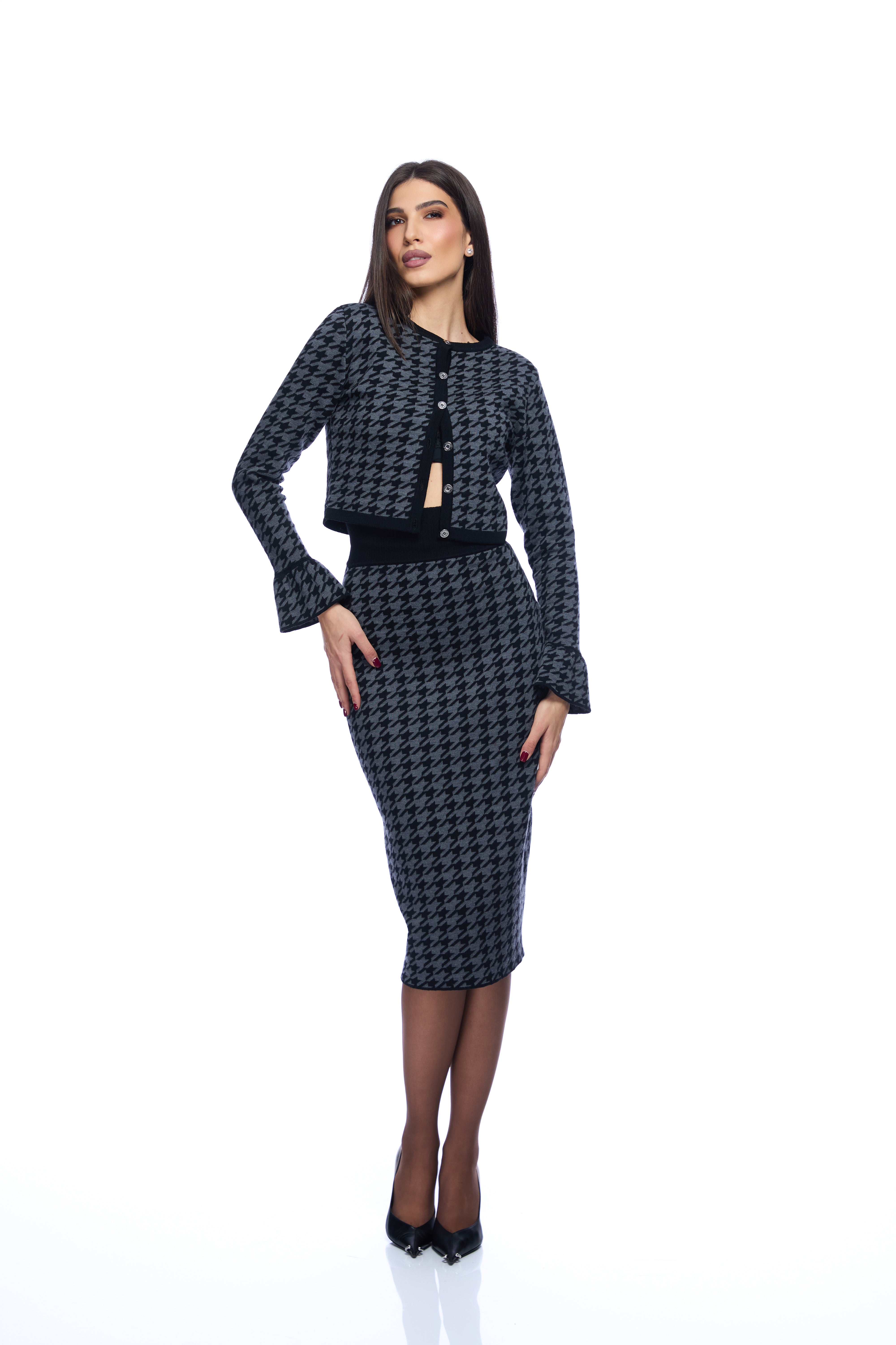 Fusta jacquard scurta