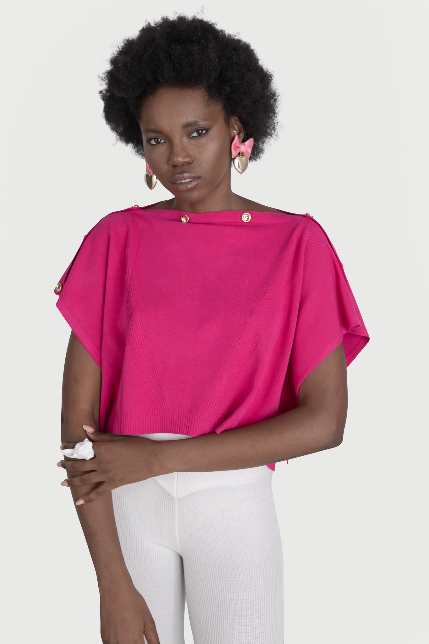 Top crop cu nasturi