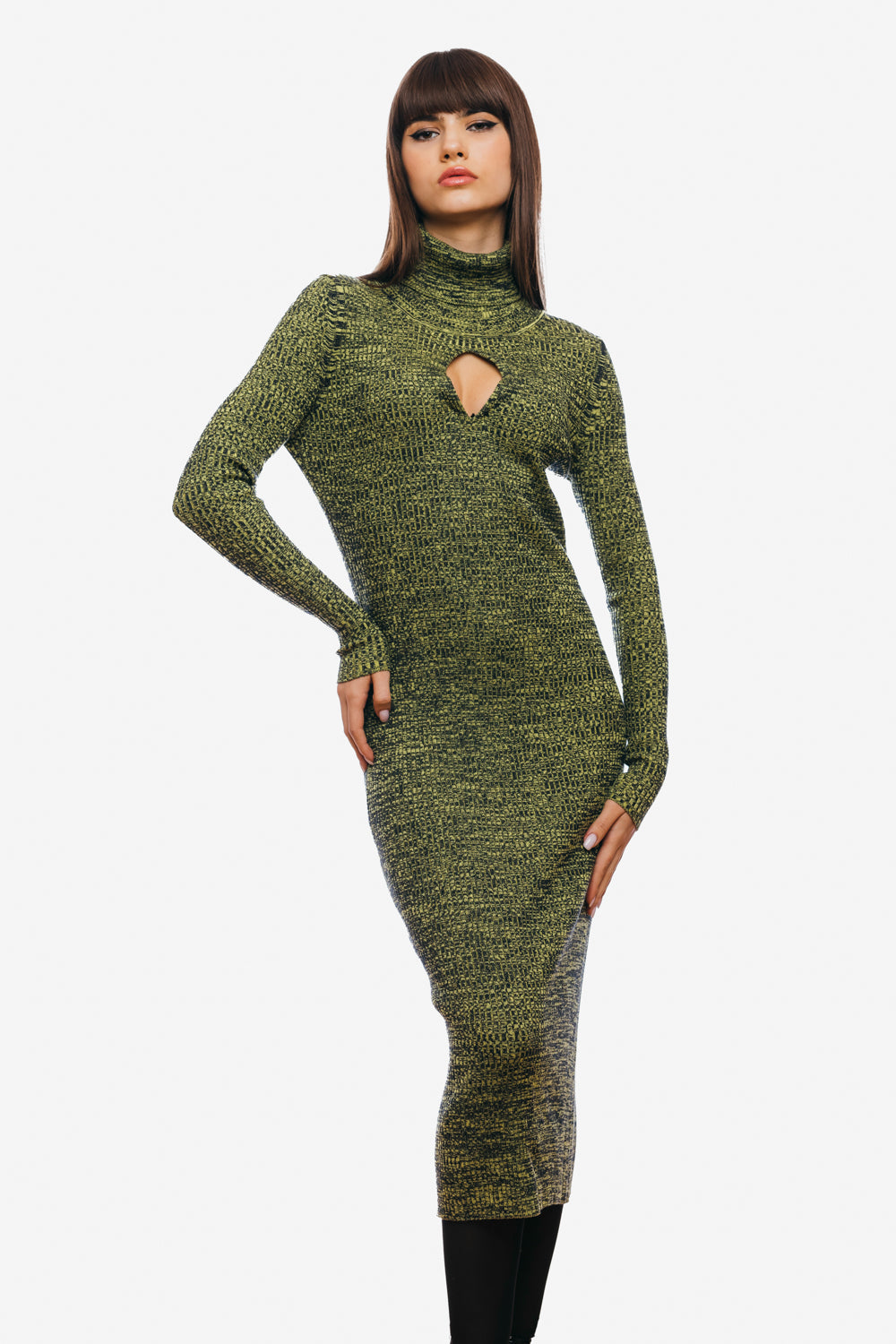 Rochie mulata cu maneci lungi si guler inalt