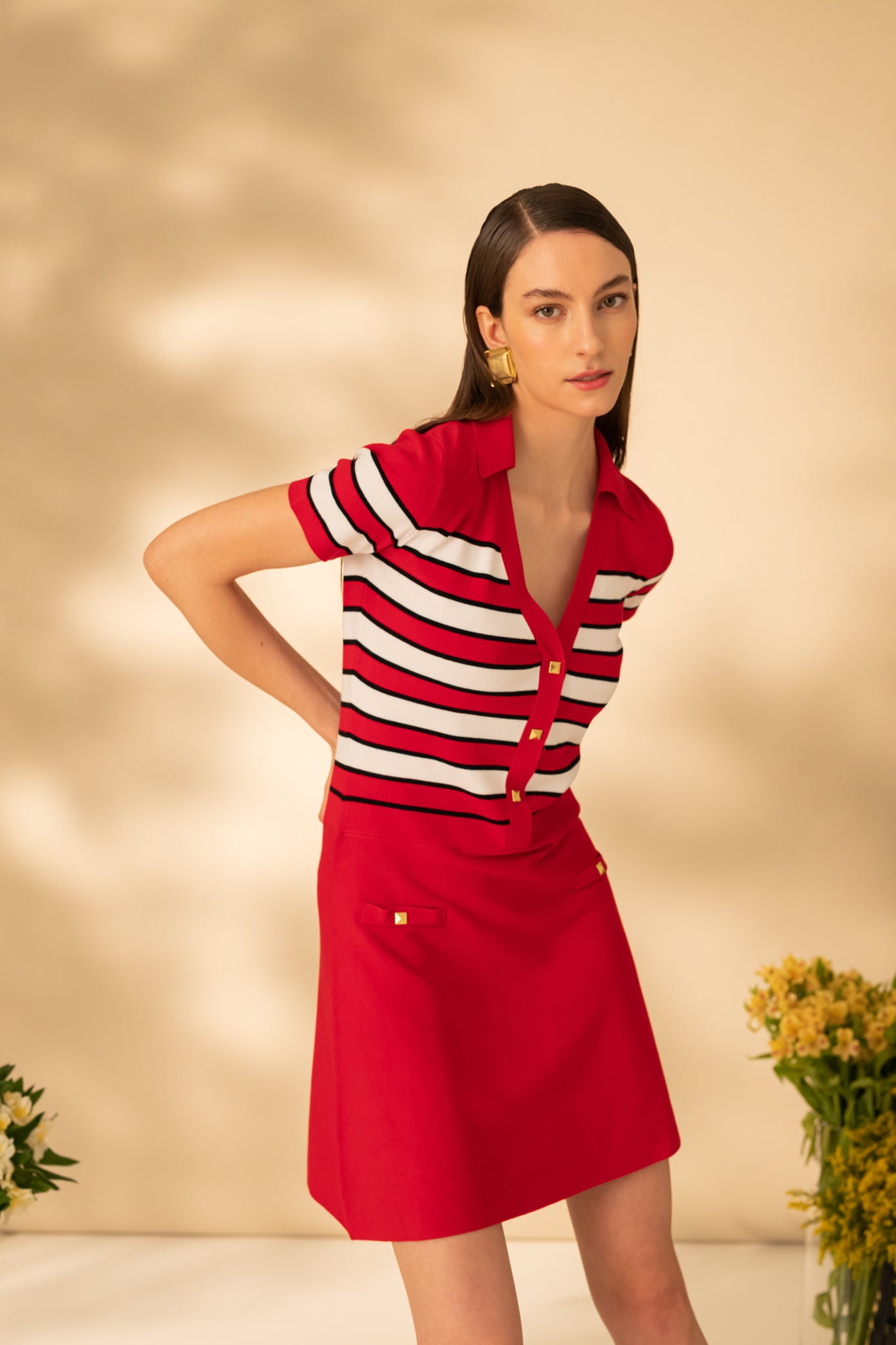 Rochie scurta, usor evazata in dungi